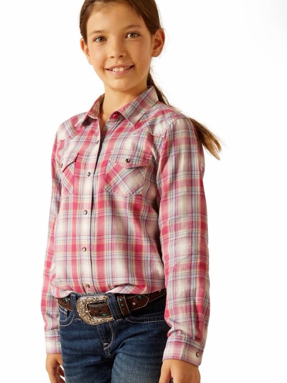 Ariat Youth Girl's Plaid Merida Button Down